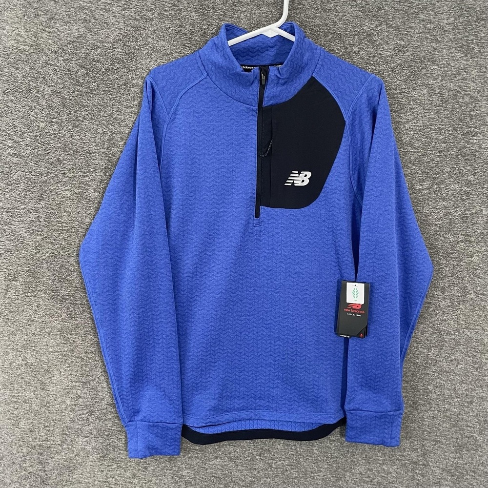 New Balance NB Heat Grid Pullover Mens Medium Blue 1/4 Zip Running Thermal Top